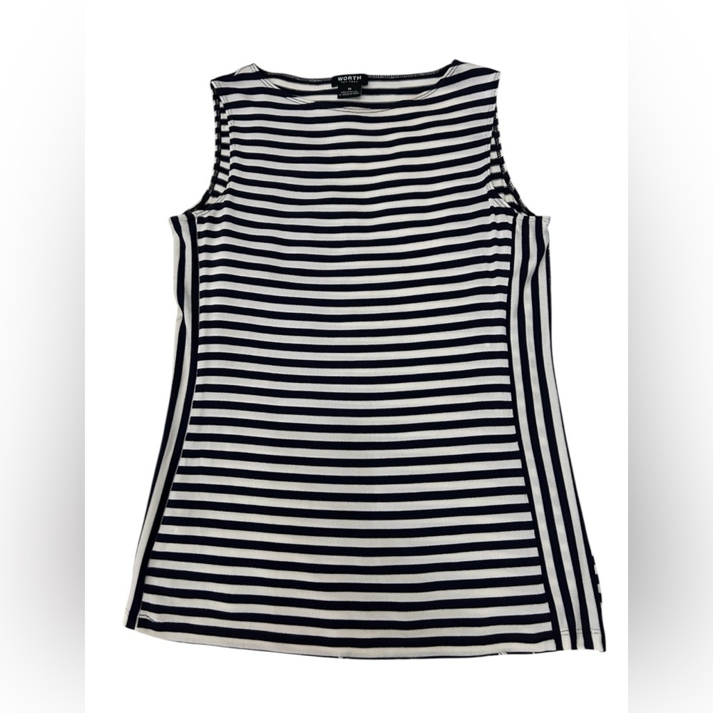Worth New York  Black and White Striped Top Medium